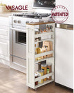 4-Tier Slim Kitchen Storage Trolley – Wood – Rustic White and Honey Brown – Mobile with Handle