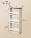 4-Tier Slim Kitchen Storage Trolley – Wood – Rustic White and Honey Brown – Mobile with Handle