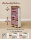 4-Tier Slim Kitchen Storage Trolley – Wood – Rustic White and Honey Brown – Compact Design with Wheels
