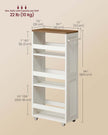 4-Tier Slim Kitchen Storage Trolley – Wood – Rustic White and Honey Brown – Compact Design with Wheels