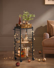 3-Tier Kitchen Serving Cart – Wood and Metal – Rustic Brown and Black – Removable Tray and Storage with Wheels