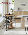3-Tier Kitchen Serving Cart – Wood and Metal – Turquoise, Brown, and Ink Black – Removable Tray, Wheels with Brakes
