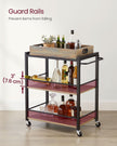 3-Tier Kitchen Serving Cart – Wood and Metal – Turquoise, Brown, and Ink Black – Removable Tray, Wheels with Brakes
