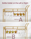 Bar Cart – Metal and Mirrored Glass – Gold – With Wine and Glass Holders