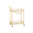 Drinks Trolley – Metallic – Gold – 2 Mirrored Shelves, Wine and Glass Holders