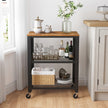 3-Tier Serving Trolley – Metal and Wood – Rustic Brown – Industrial Rolling Design
