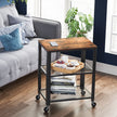 3-Tier Serving Trolley – Metal and Wood – Rustic Brown – Industrial Rolling Design