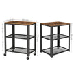3-Tier Serving Trolley – Metal and Wood – Rustic Brown – Industrial Rolling Design