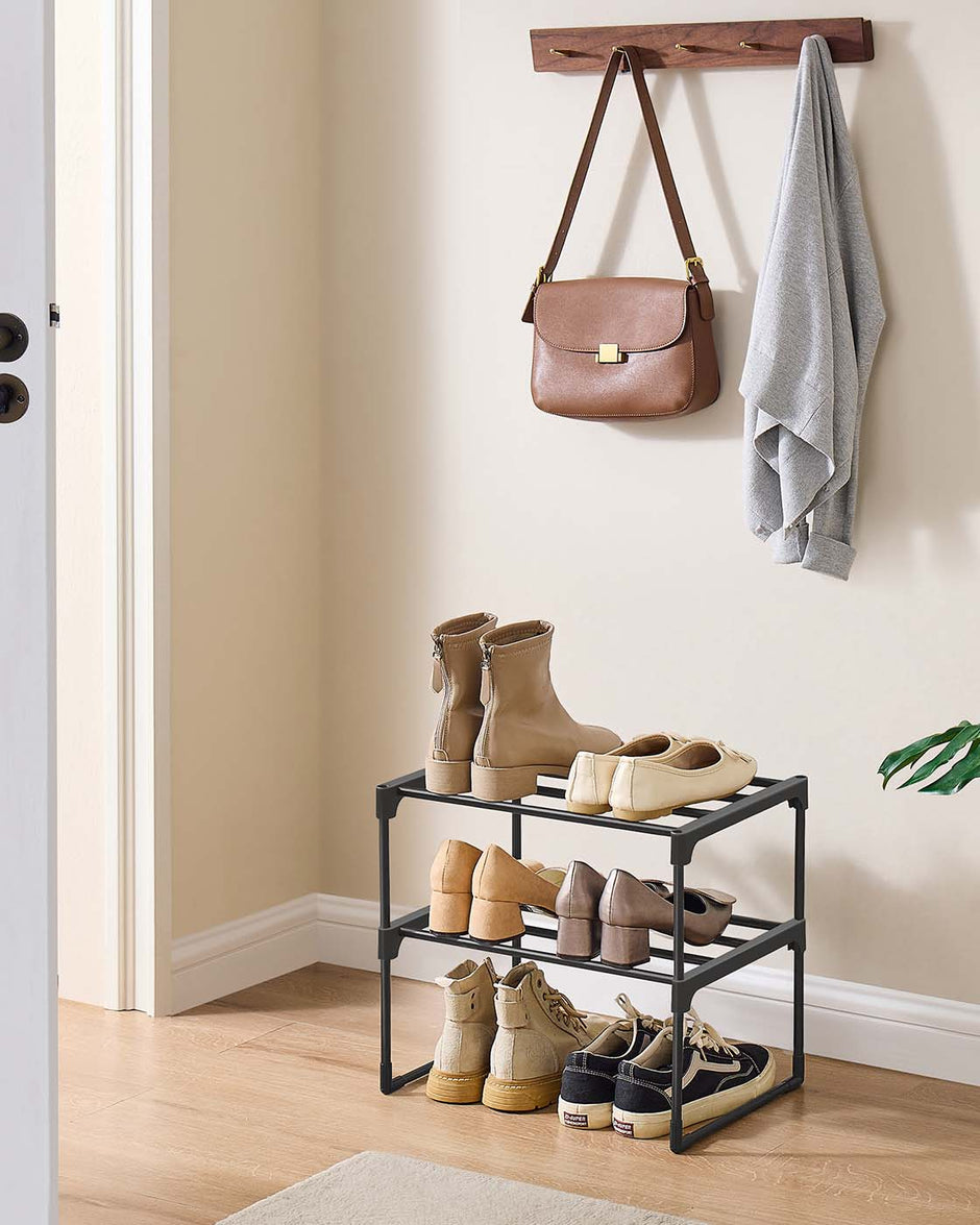 2-Tier Shoe Rack – Metal – Black – Holds 3 to 6 Pairs