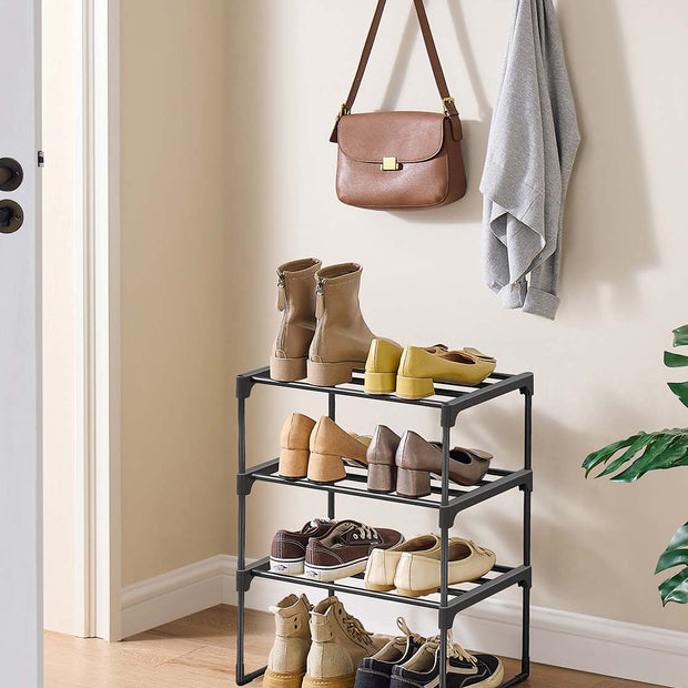 3-Tier Shoe Rack – Metal – Black – Stackable and Easy to Assemble