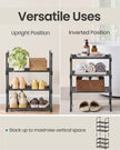 3-Tier Shoe Rack – Metal – Grey – Stackable Storage for 12 to 15 Pairs of Shoes