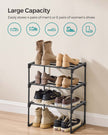 3-Tier Shoe Rack – Metal – Black – Stackable and Easy to Assemble