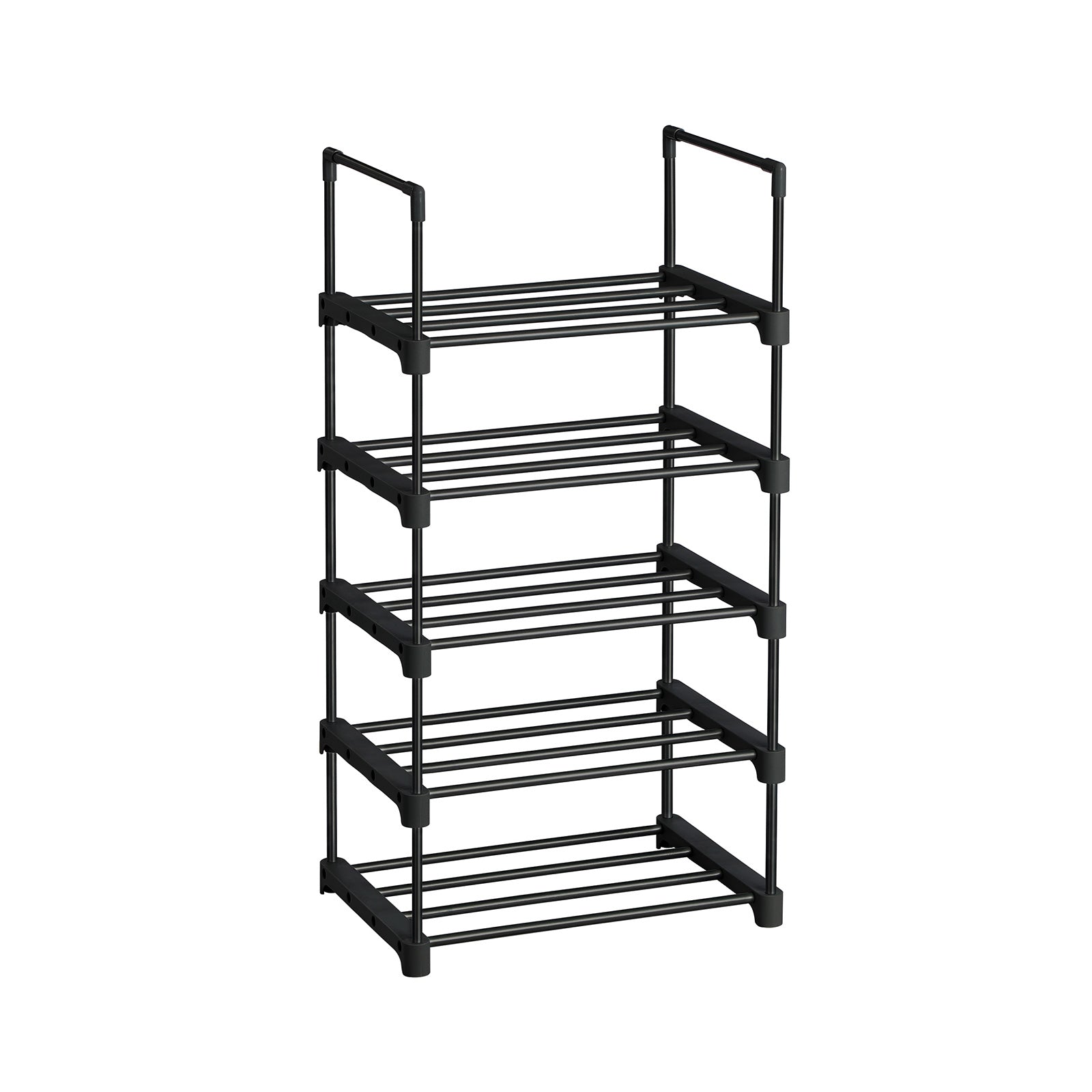5-Tier Shoe Rack – Metal – Black – Stackable Space-Saving Organizer