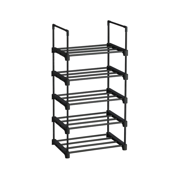 5-Tier Shoe Rack – Metal – Black – Stackable Space-Saving Organizer