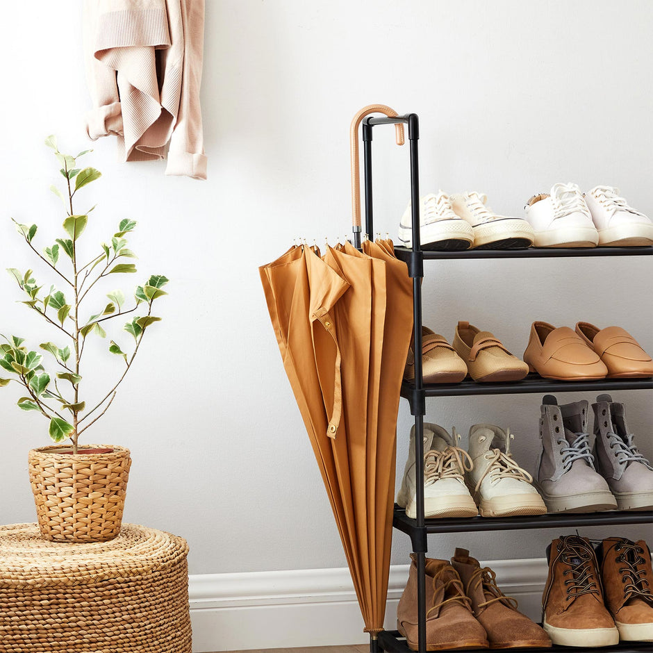5-Tier Shoe Rack – Metal – Black – Stackable Space-Saving Organizer