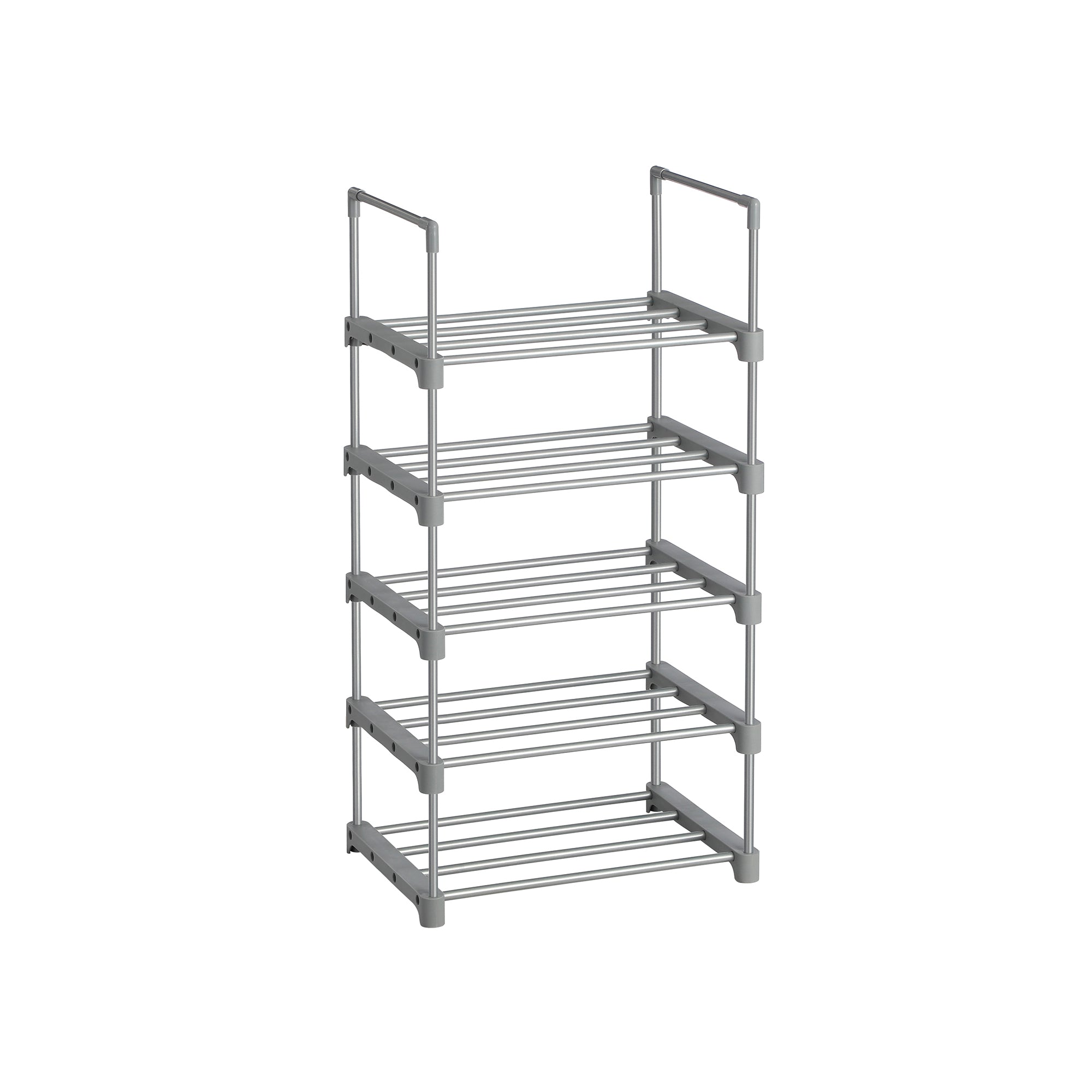 5-Tier Shoe Rack – Metal – Black – Stackable Space-Saving Design