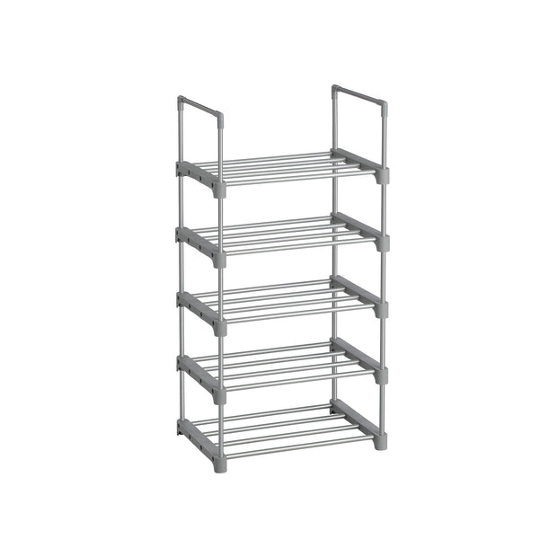 5-Tier Shoe Rack – Metal – Black – Stackable Space-Saving Design