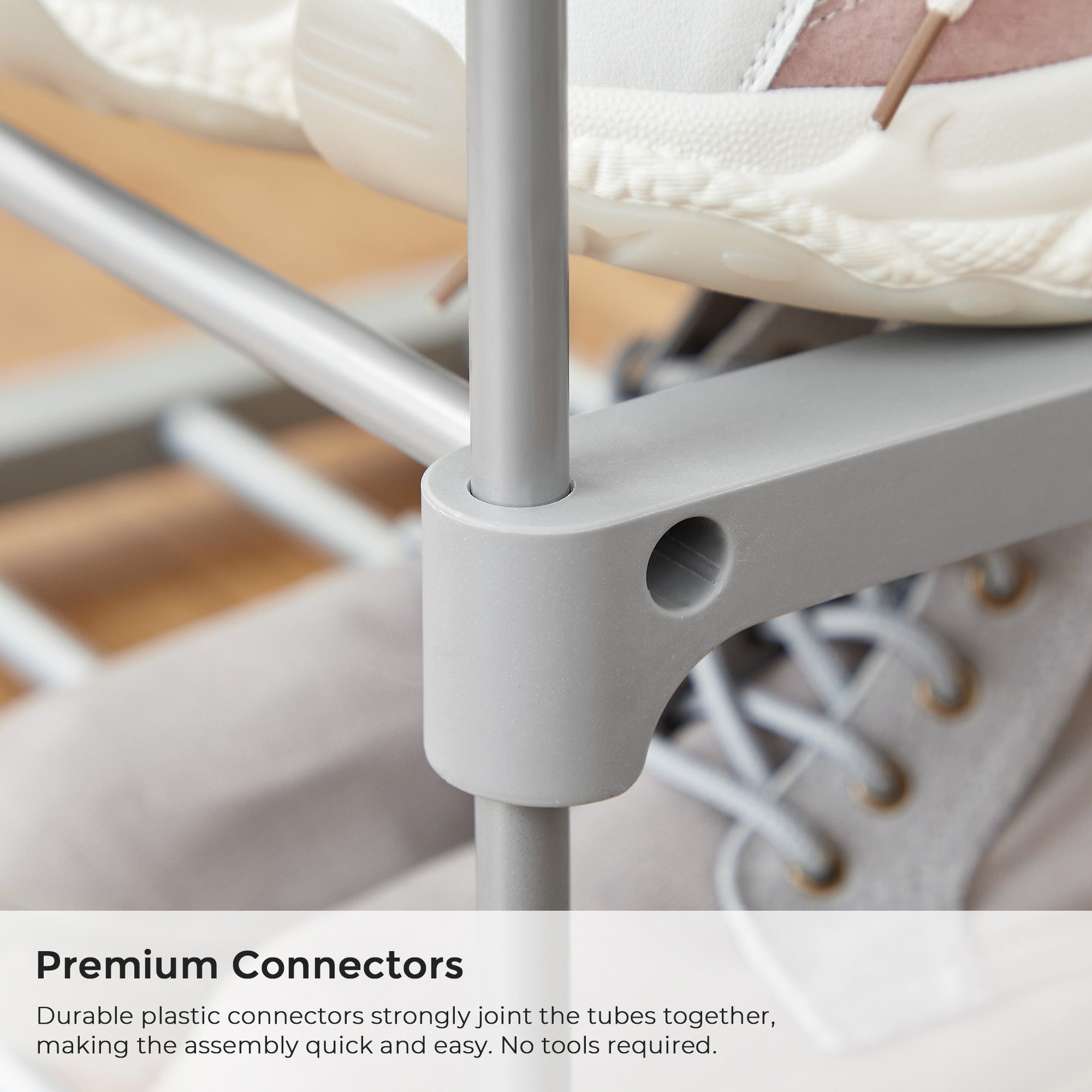 5-Tier Shoe Rack – Metal – Black – Stackable Space-Saving Design