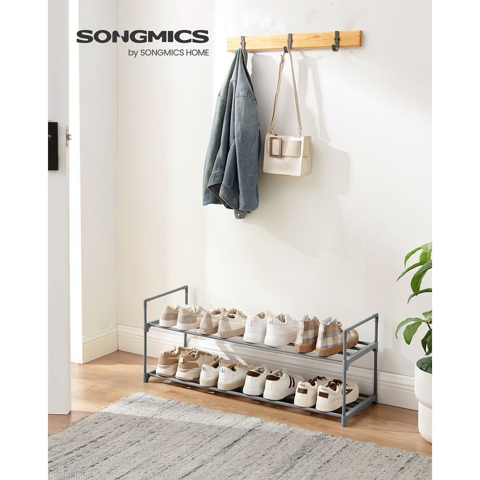 2-Tier Shoe Rack – Metal – Black – Holds Up to 10 Pairs of Shoes