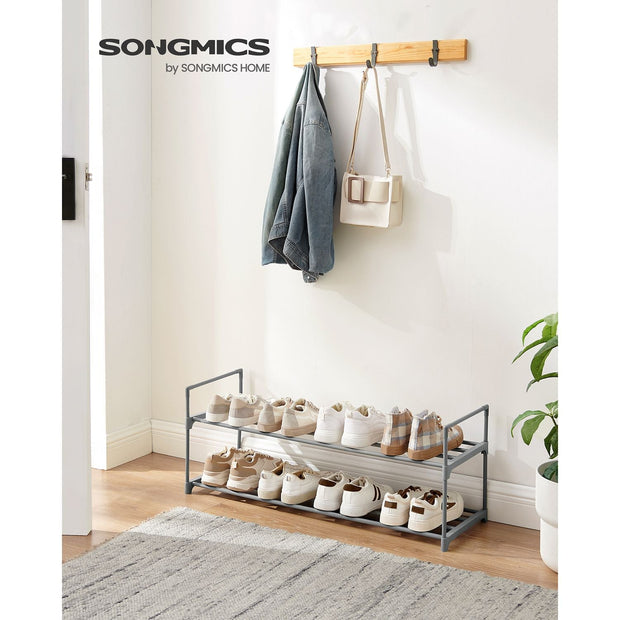 2-Tier Shoe Rack – Metal – Black – Holds Up to 10 Pairs of Shoes