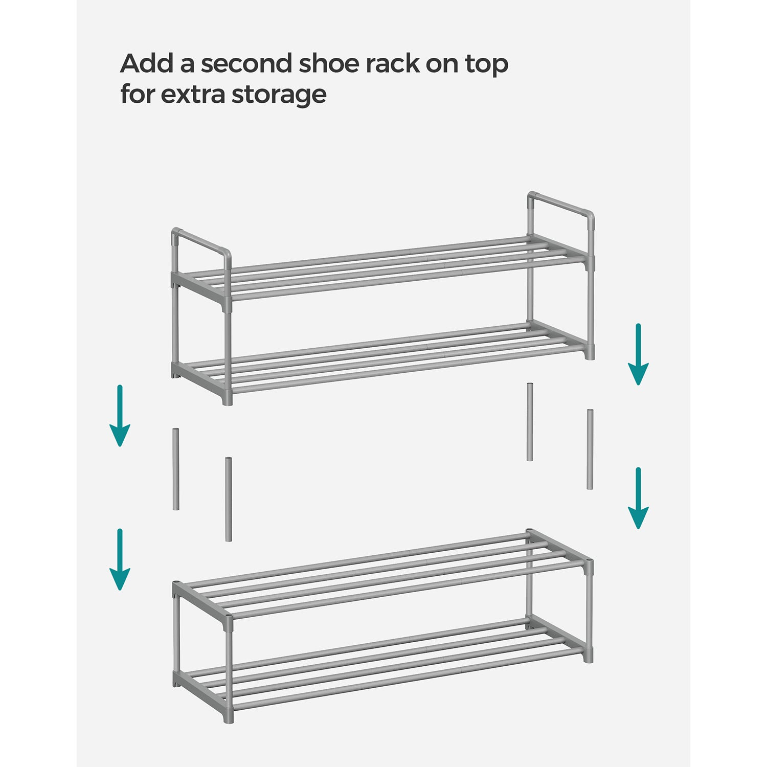 2-Tier Shoe Rack – Metal – Black – Holds Up to 10 Pairs of Shoes