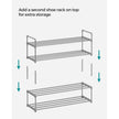 2-Tier Shoe Rack – Metal – Black – Holds Up to 10 Pairs of Shoes