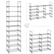 Shoe Rack – Metal – Grey – Height-Adjustable 10-Shelf Design
