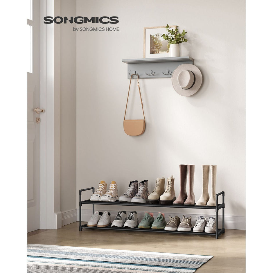 2-Tier Shoe Rack – Metal – Black – Holds Up to 10 Pairs of Shoes