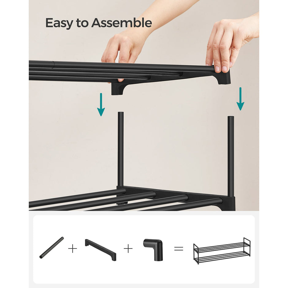 2-Tier Shoe Rack – Metal – Black – Holds Up to 10 Pairs of Shoes