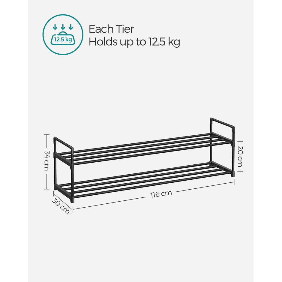 2-Tier Shoe Rack – Metal – Black – Holds Up to 10 Pairs of Shoes