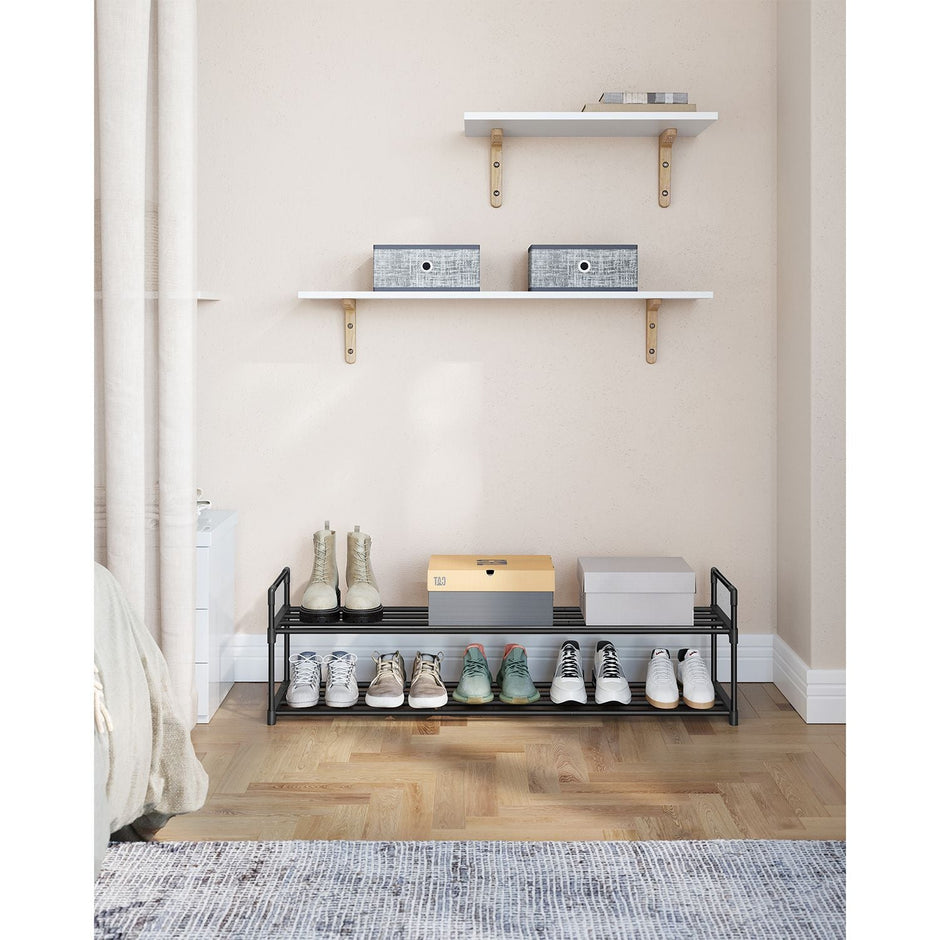 2-Tier Shoe Rack – Metal – Black – Holds Up to 10 Pairs of Shoes