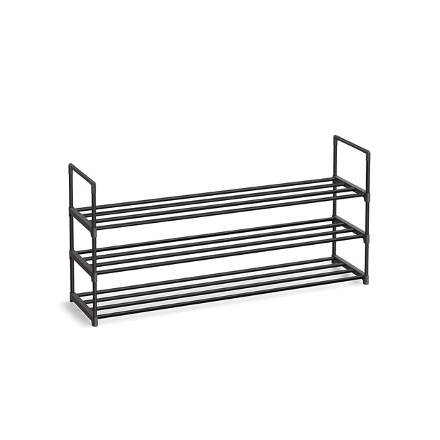 3-Tier Iron Shoe Rack – Black – Space-Saving Design