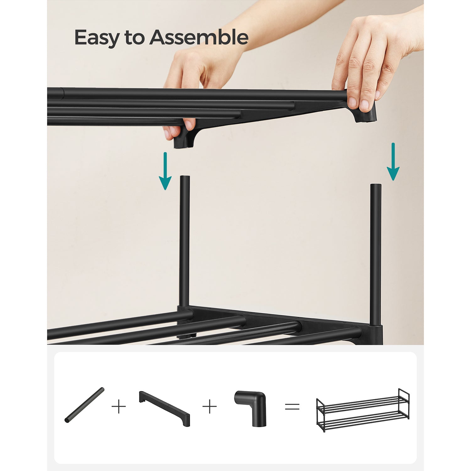 3-Tier Iron Shoe Rack – Black – Space-Saving Design