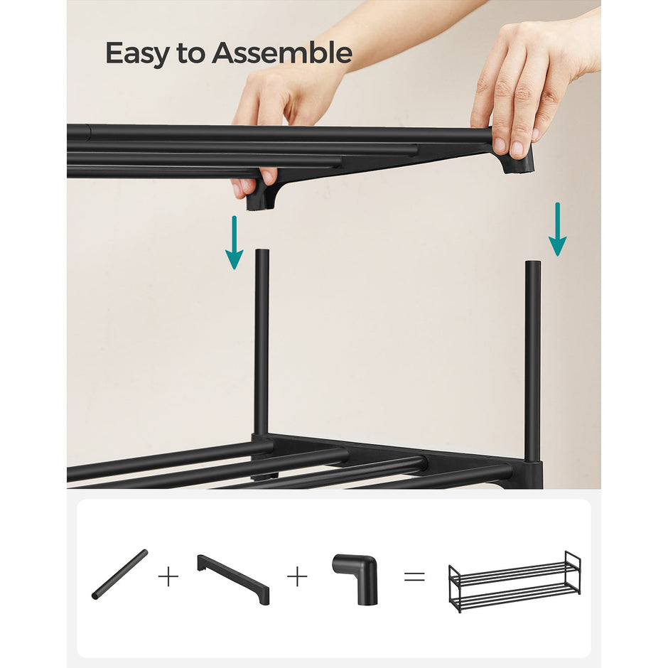 3-Tier Iron Shoe Rack – Black – Space-Saving Design