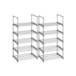 Set of 2 Stackable Metal Shoe Storage Organisers – Grey – Space-Saving Design for Hallway, Bedroom, Living Room