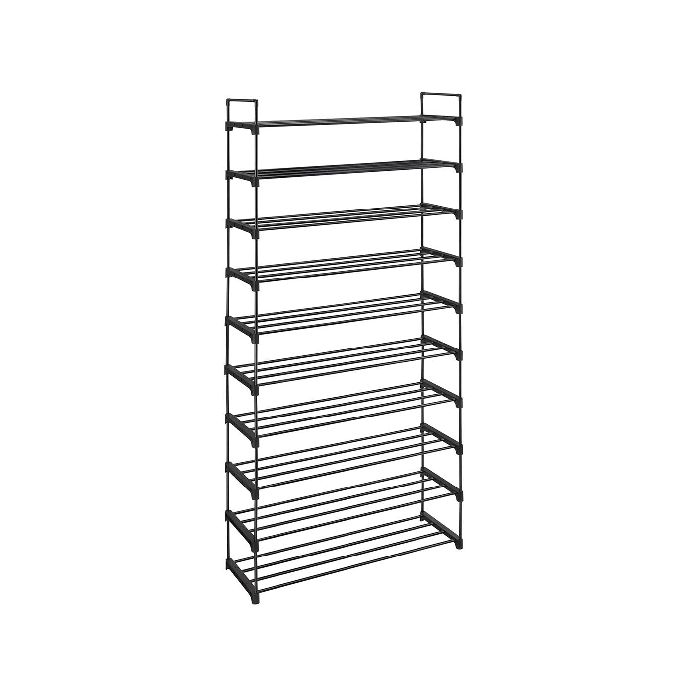 10-Tier Metal Shoe Rack – Black – Holds Up to 50 Pairs