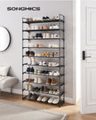 10-Tier Metal Shoe Rack – Black – Holds Up to 50 Pairs