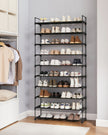 10-Tier Metal Shoe Rack – Black – Holds Up to 50 Pairs