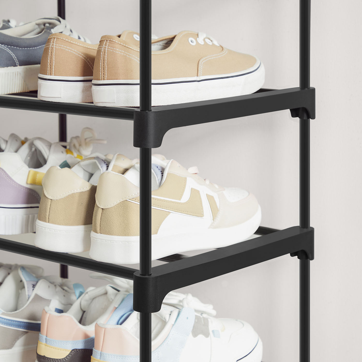 10-Tier Metal Shoe Rack – Black – Holds Up to 50 Pairs