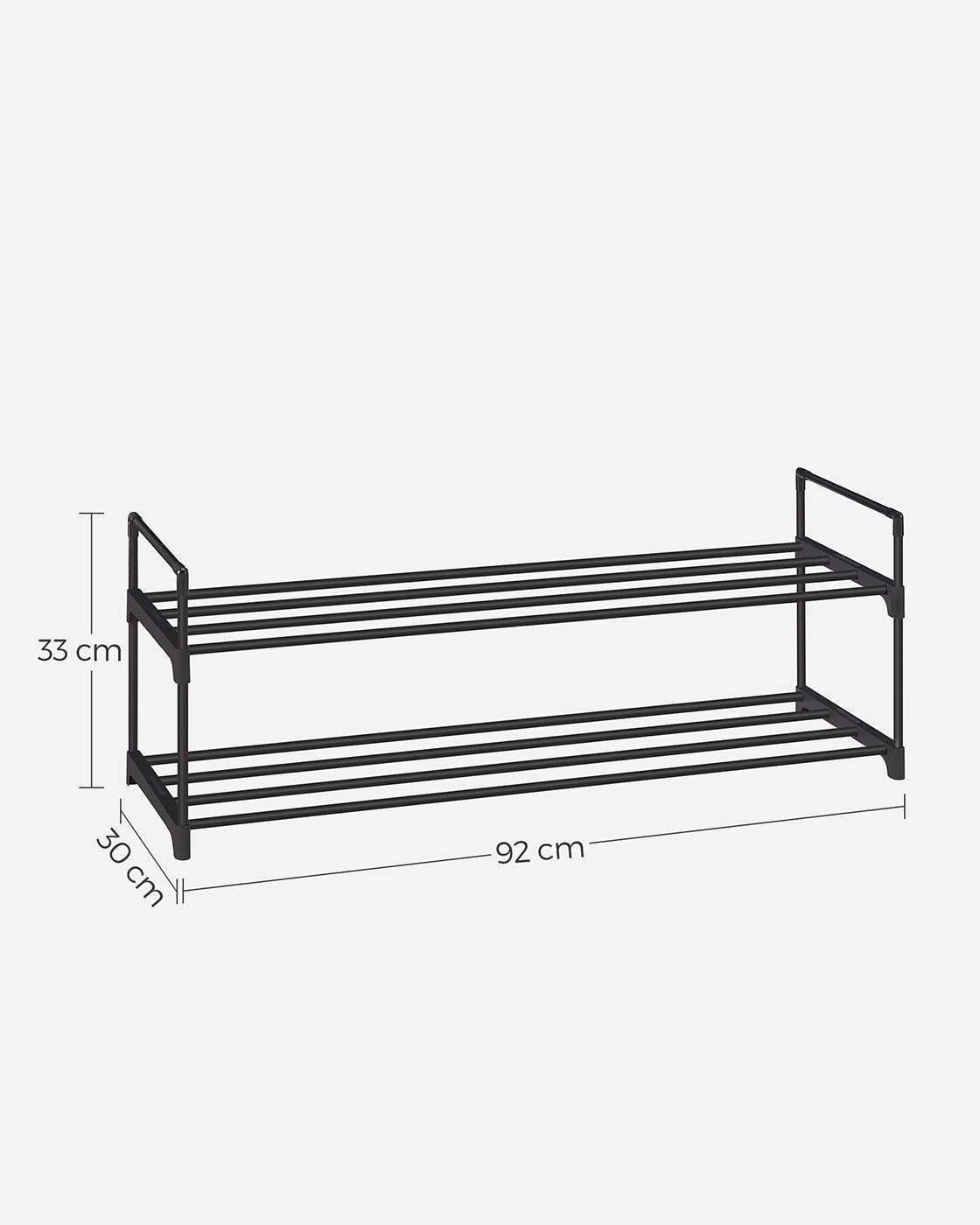 2-Tier Shoe Rack – Metal – Black – Holds Up to 10 Pairs of Shoes