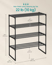 4-Tier Shoe Rack – Metal – Black – Stackable, Fits 10 to 15 Pairs