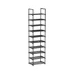 10-Shelf Shoe Rack – Iron – Black – Customisable and Space-Saving Design