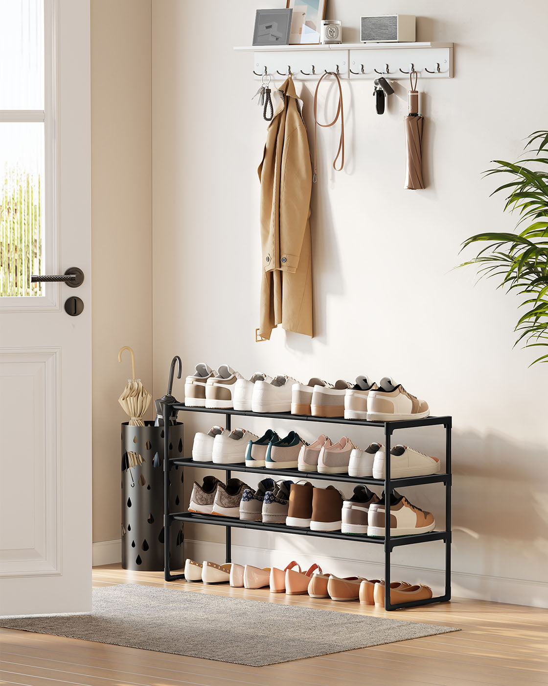 3-Tier Shoe Rack – Metal – Black – Stackable and Easy to Assemble