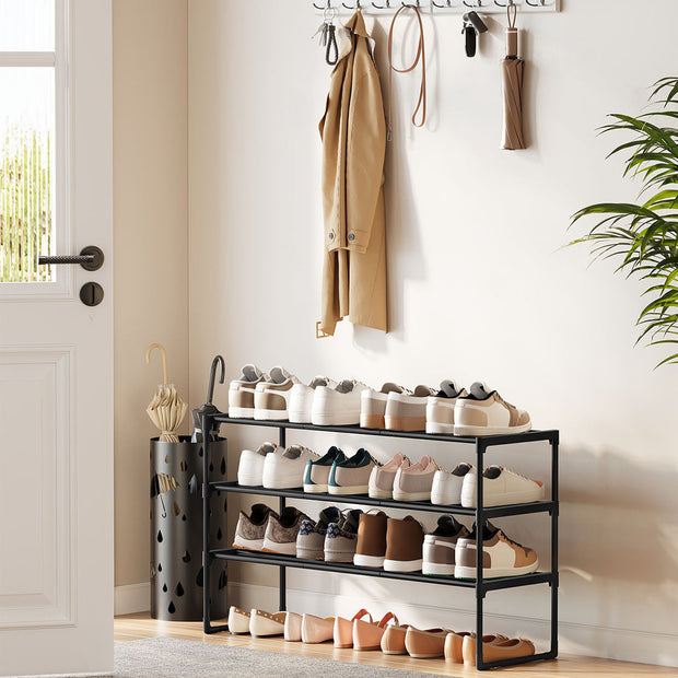 3-Tier Shoe Rack – Metal – Black – Stackable and Easy to Assemble