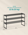 3-Tier Shoe Rack – Metal – Black – Stackable and Easy to Assemble