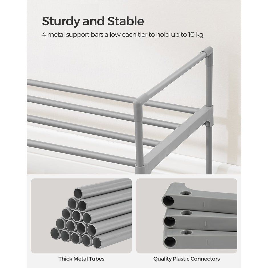 3-Tier Shoe Rack – Metal – Black – Stackable and Easy to Assemble