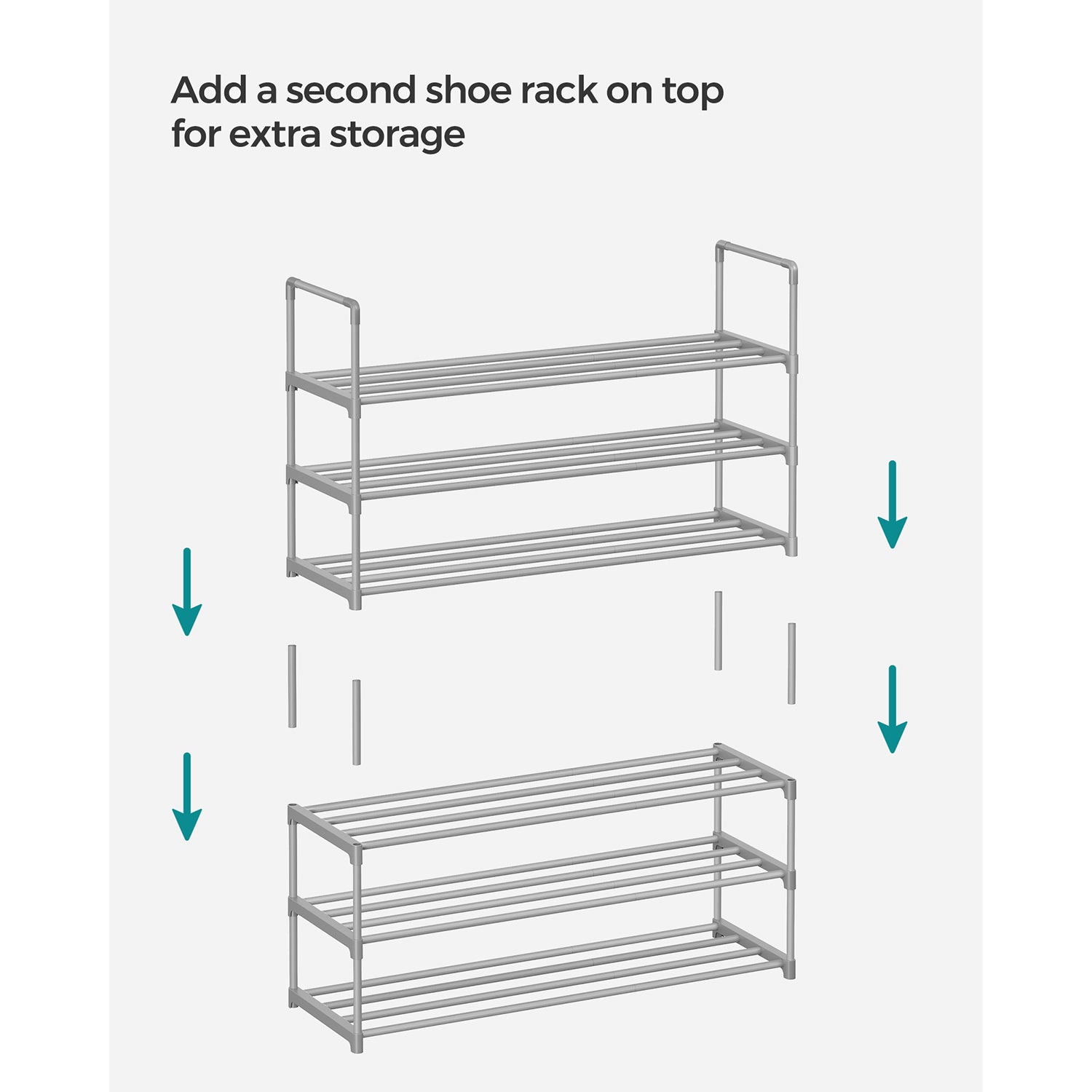 3-Tier Shoe Rack – Metal – Black – Stackable and Easy to Assemble