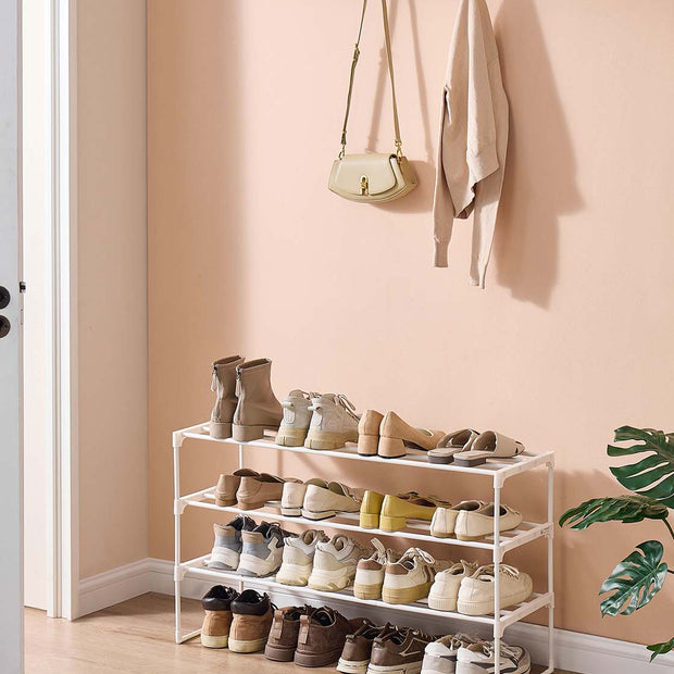 3-Tier Shoe Rack – Metal – Black – Stackable and Easy to Assemble