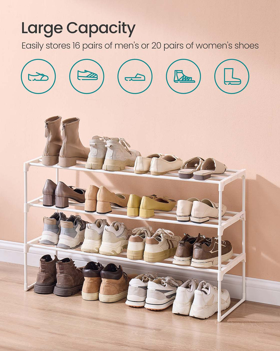 3-Tier Shoe Rack – Metal – Black – Stackable and Easy to Assemble