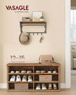 Shoe Storage Bench – Engineered Wood – Honey Brown – Adjustable Shelves, 6 Compartments
